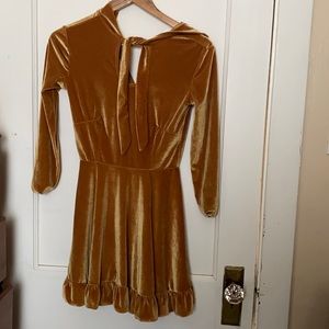 VALFRE Gold Velvet dress w/ bow tie